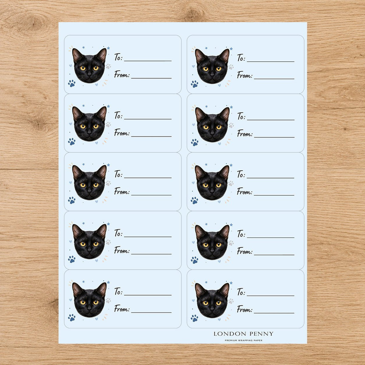 Bombay Pawprint Wishes Gift Tag Sticker Sheet