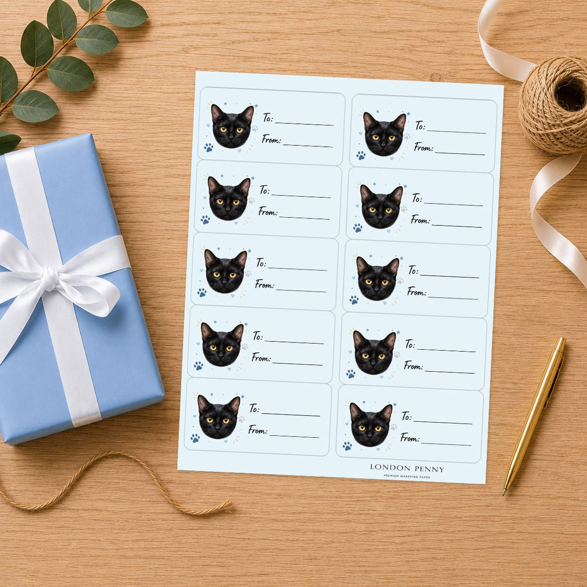 Bombay Pawprint Wishes Gift Tag Sticker Sheet