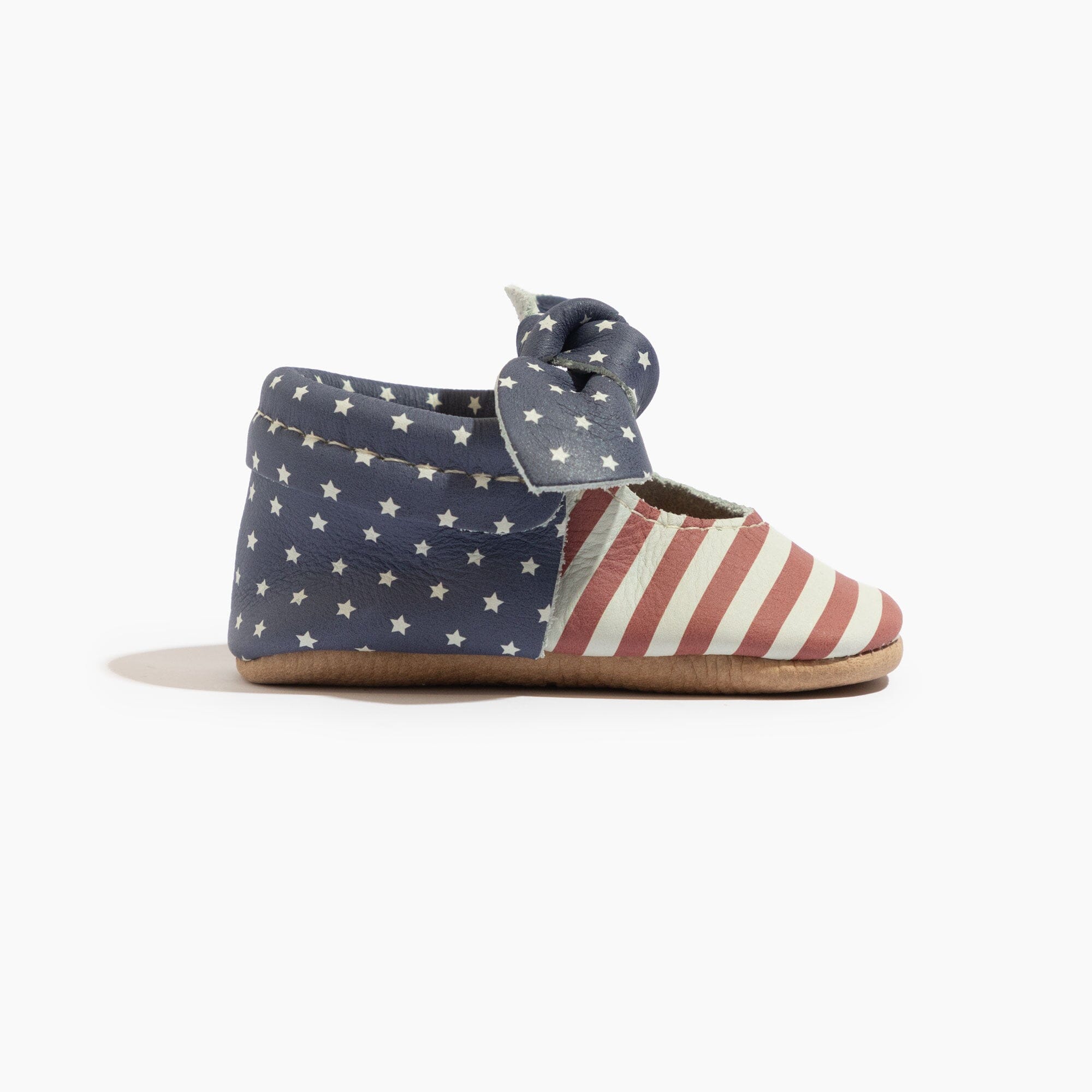 Born In The Usa Knotted Bow Baby Shoe