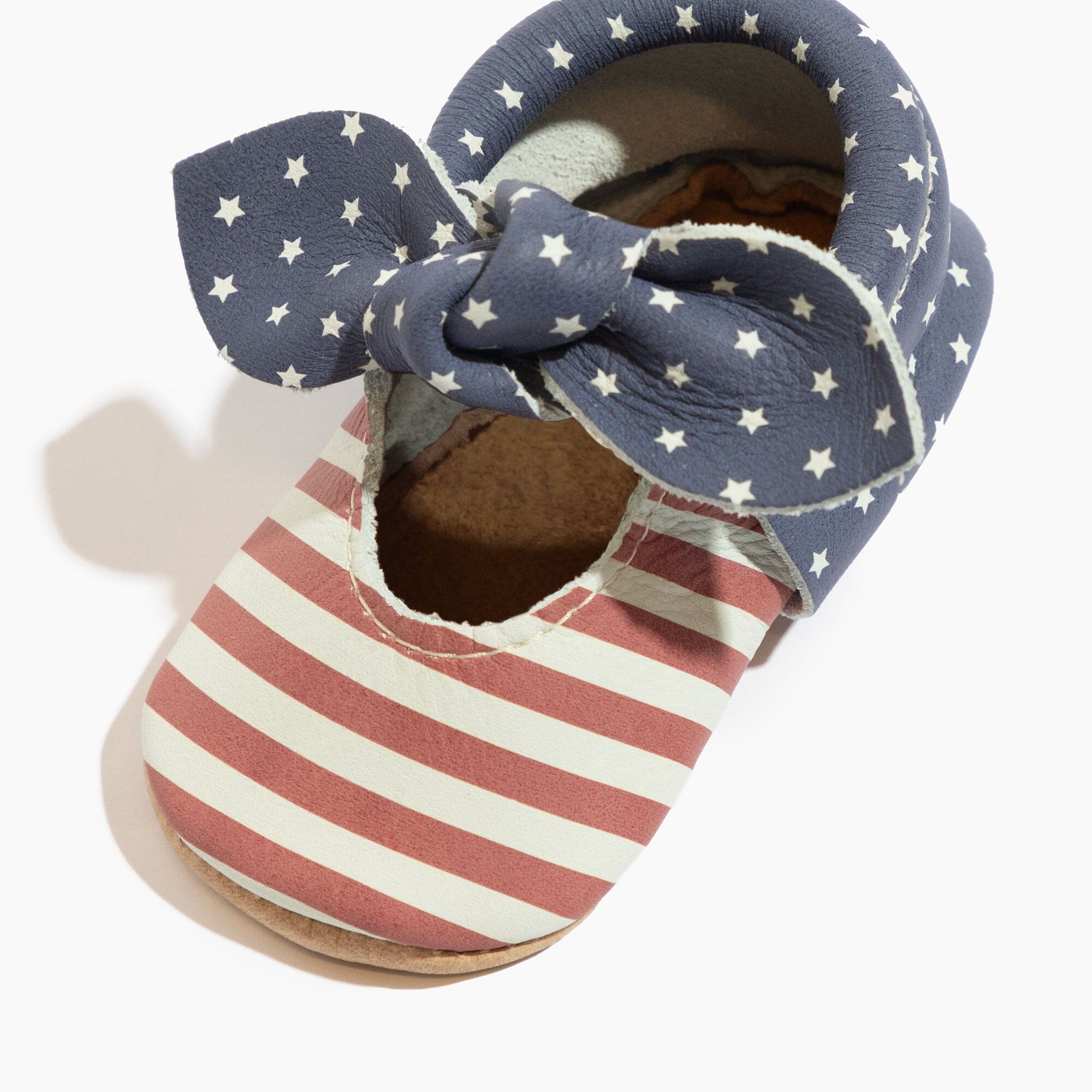 Born In The Usa Knotted Bow Baby Shoe