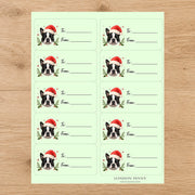 Boston Terrier Santa Paws Gift Tag Sticker Sheet