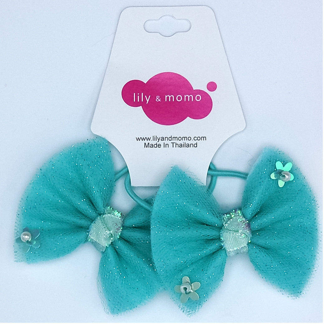 Bow Ponytail Holder - Aqua