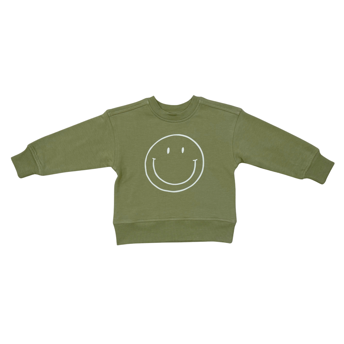 Boxy Sweatshirt In Smile In Deep Olive