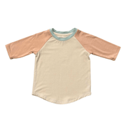 Girls 3/4 Sleeve Baseball Tee In Beige