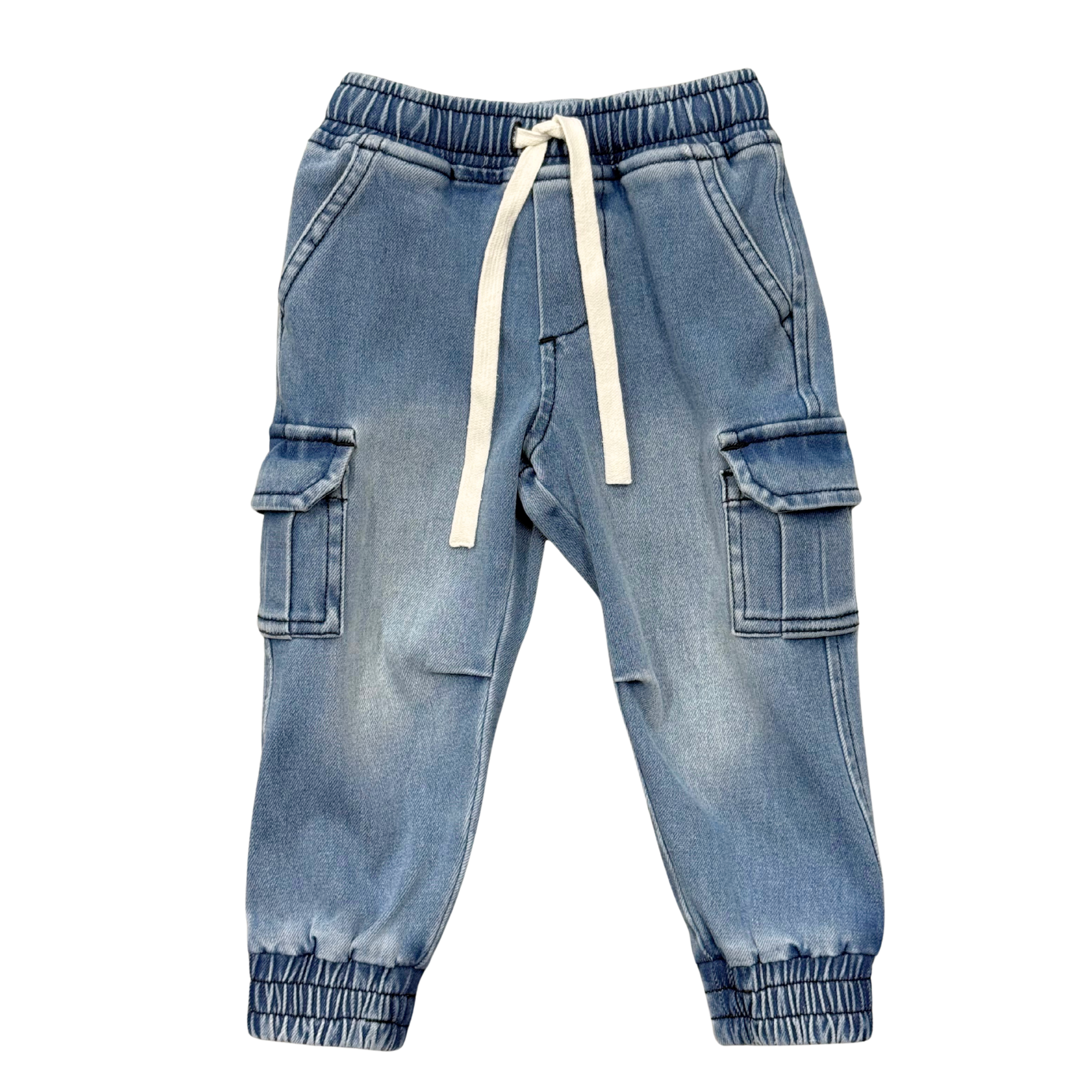 Boys Denim Jogger In Mid Blue Wash