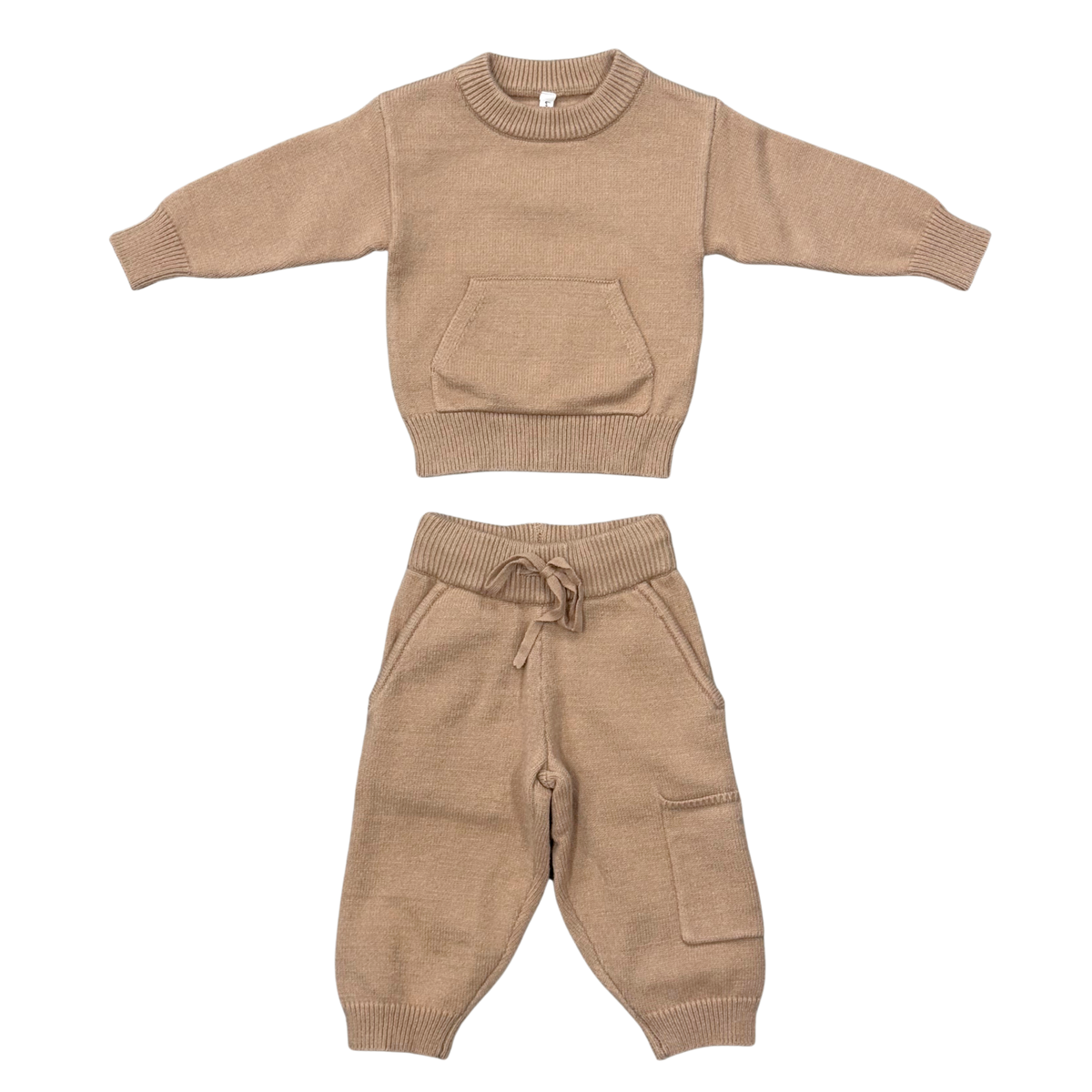 Boys Knit Set In Beige