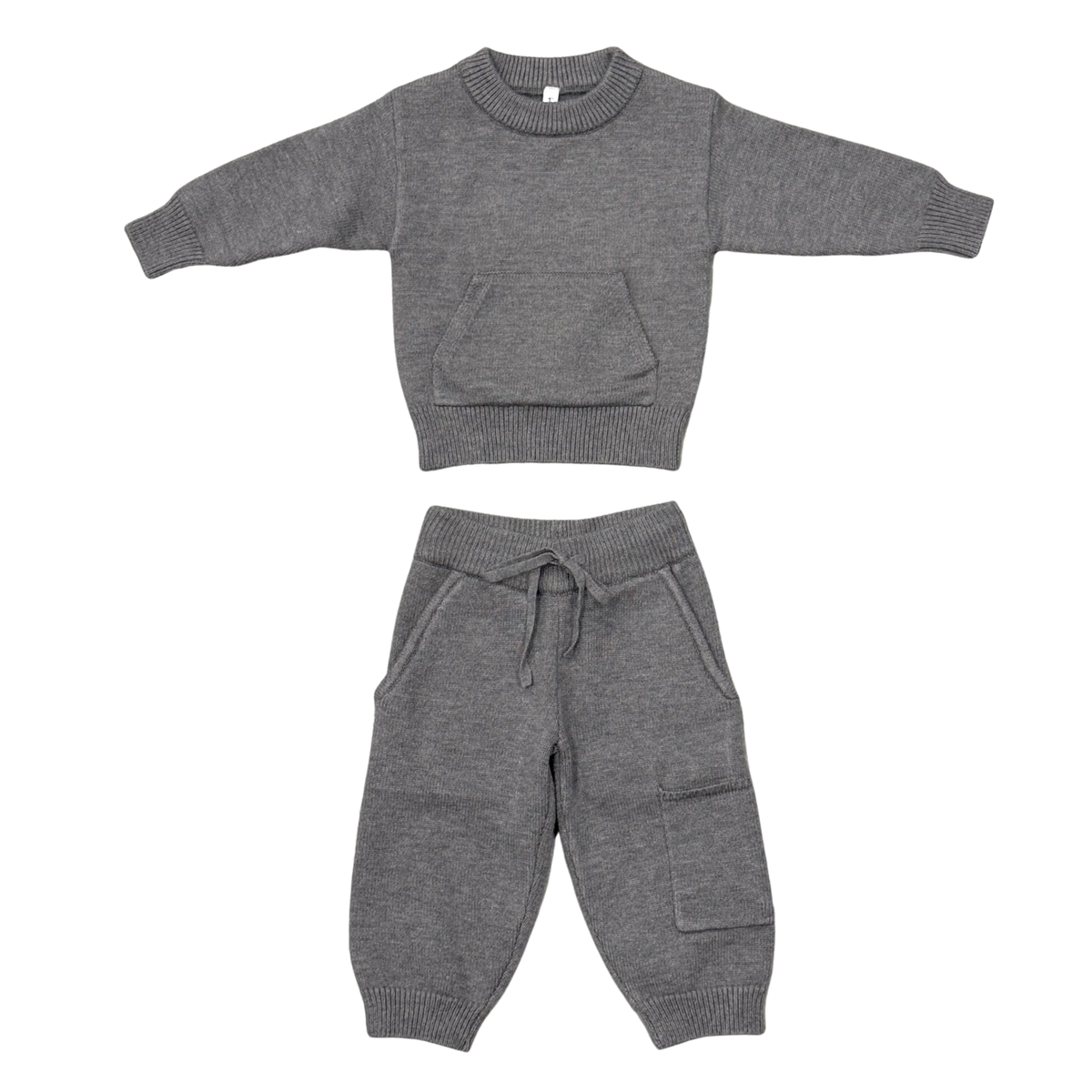 Boys Knit Set In Heather Mid Gray