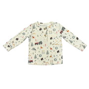 Boys Long Sleeve Henley Shirt In Christmas Farm