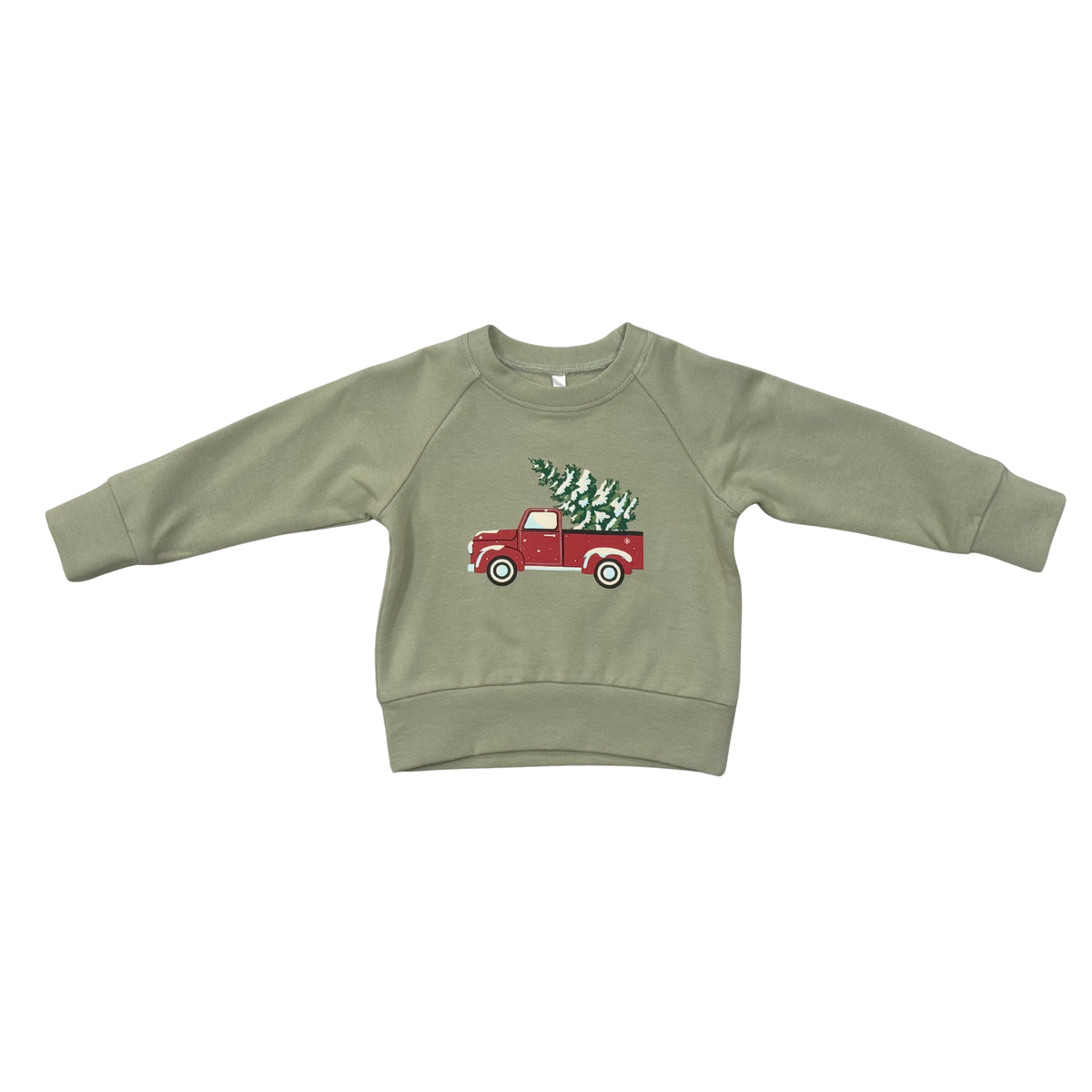 Boys Raglan Sweatshirt In Christmas Truck On Evergreen