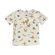 Boys Short Sleeve Henley Shirt In Baseball
