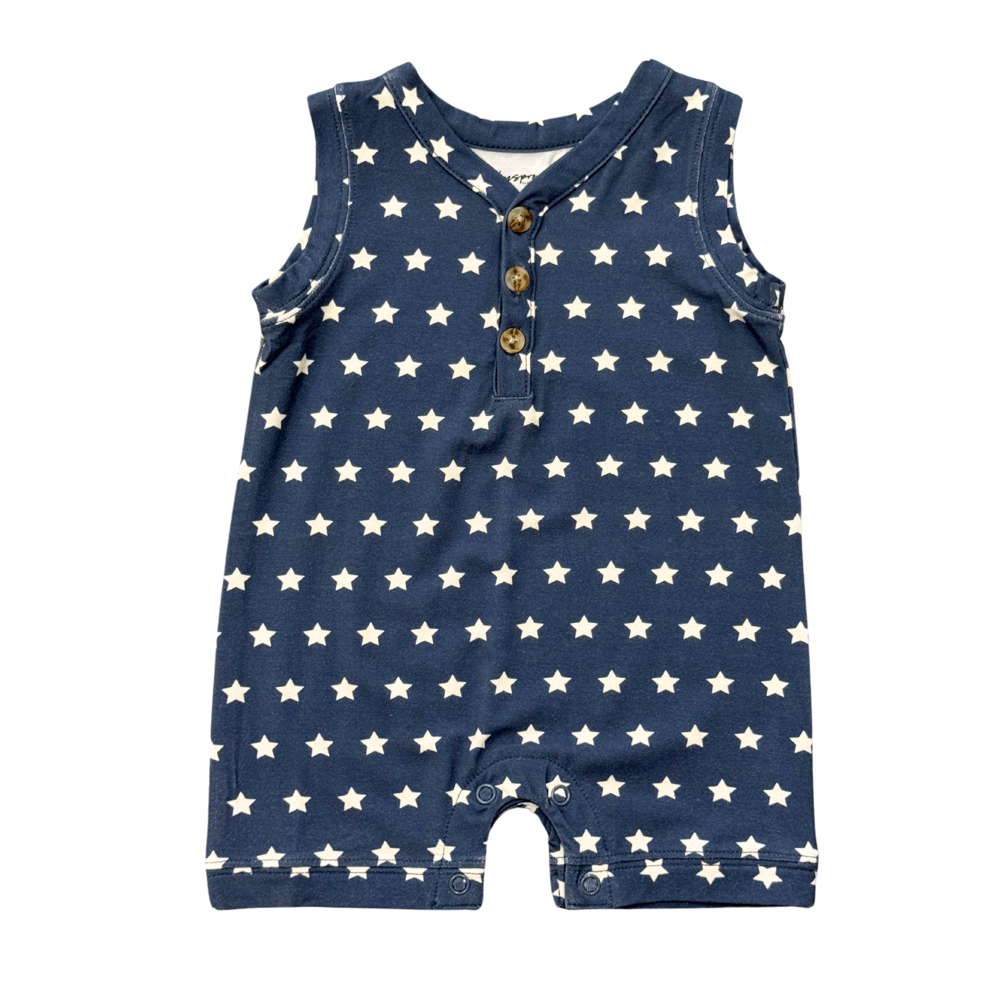 Baby Boy Sleeveless Romper In American Stars