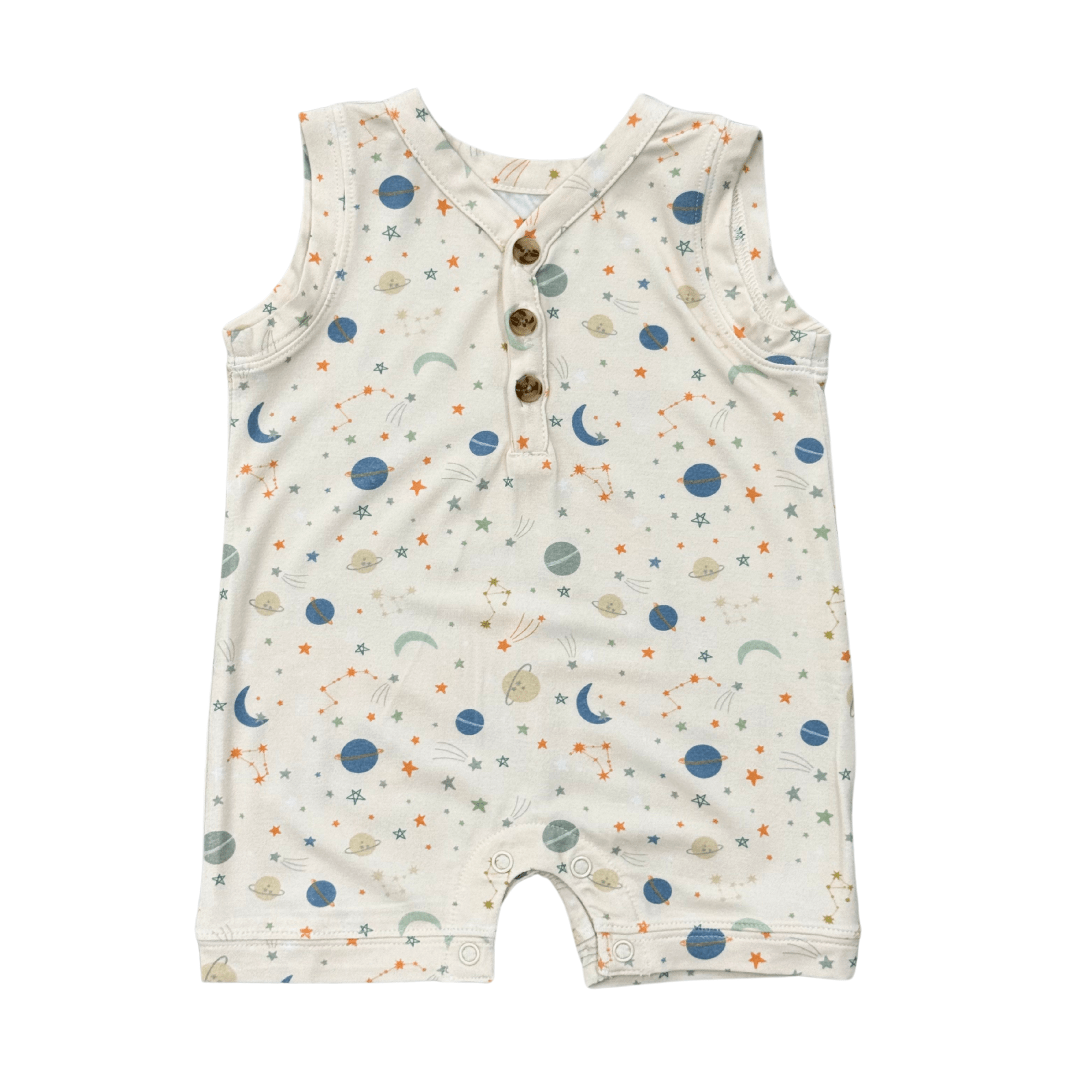 Baby Boy Sleeveless Romper In Planets