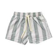 Boys Swim Shorts In Aqua Grey Stripe