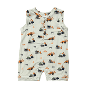 Baby Boy Sleeveless Romper In Construction
