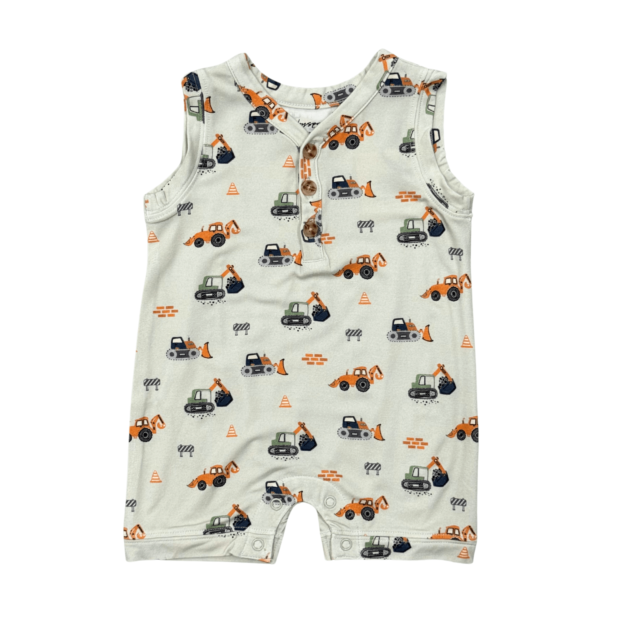 Baby Boy Sleeveless Romper In Construction