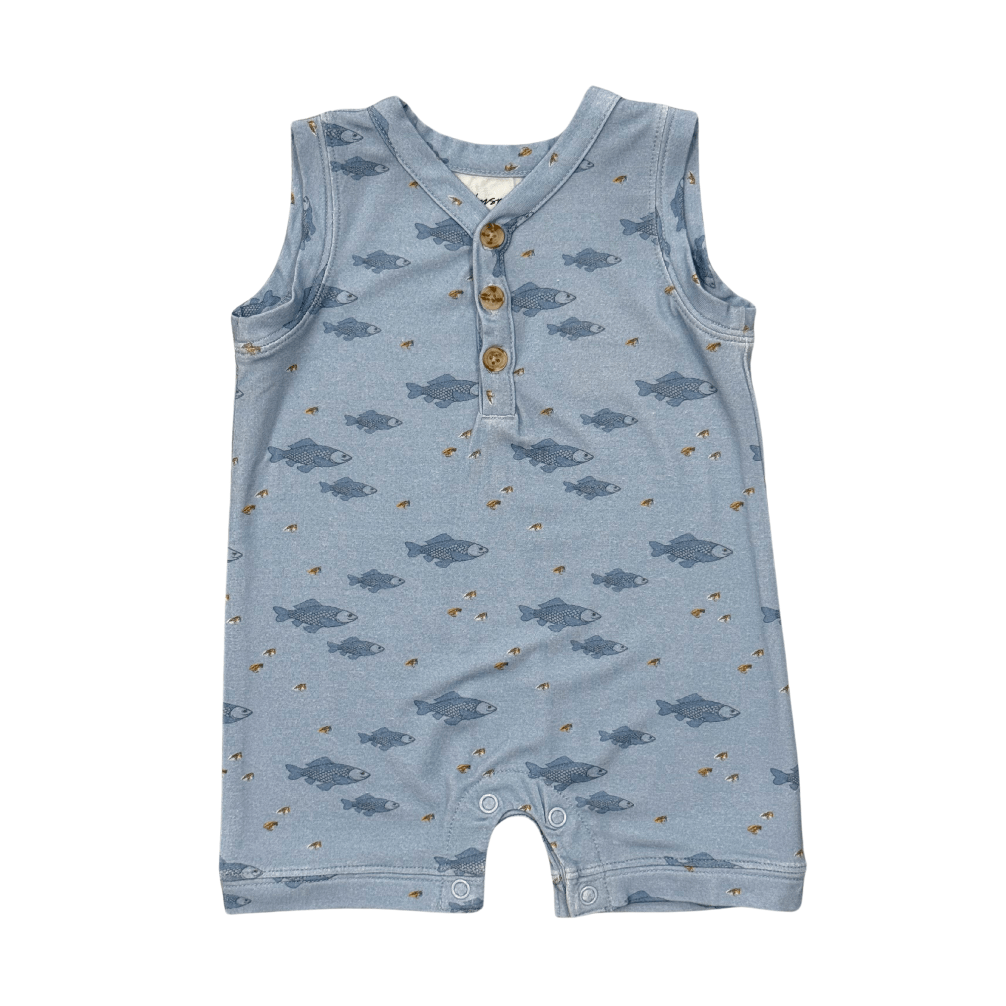 Baby Boy Sleeveless Romper In Fish