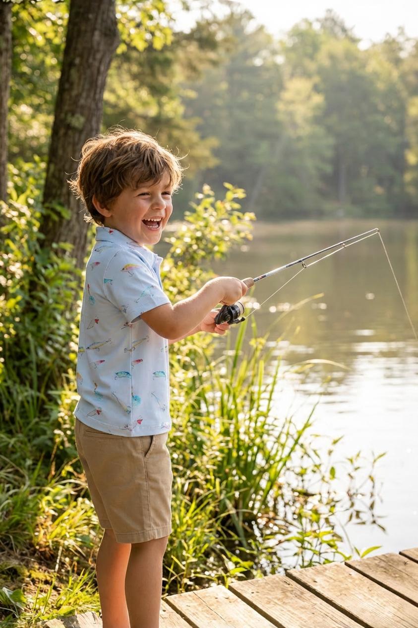 Boys Fish Hook S/s Polo