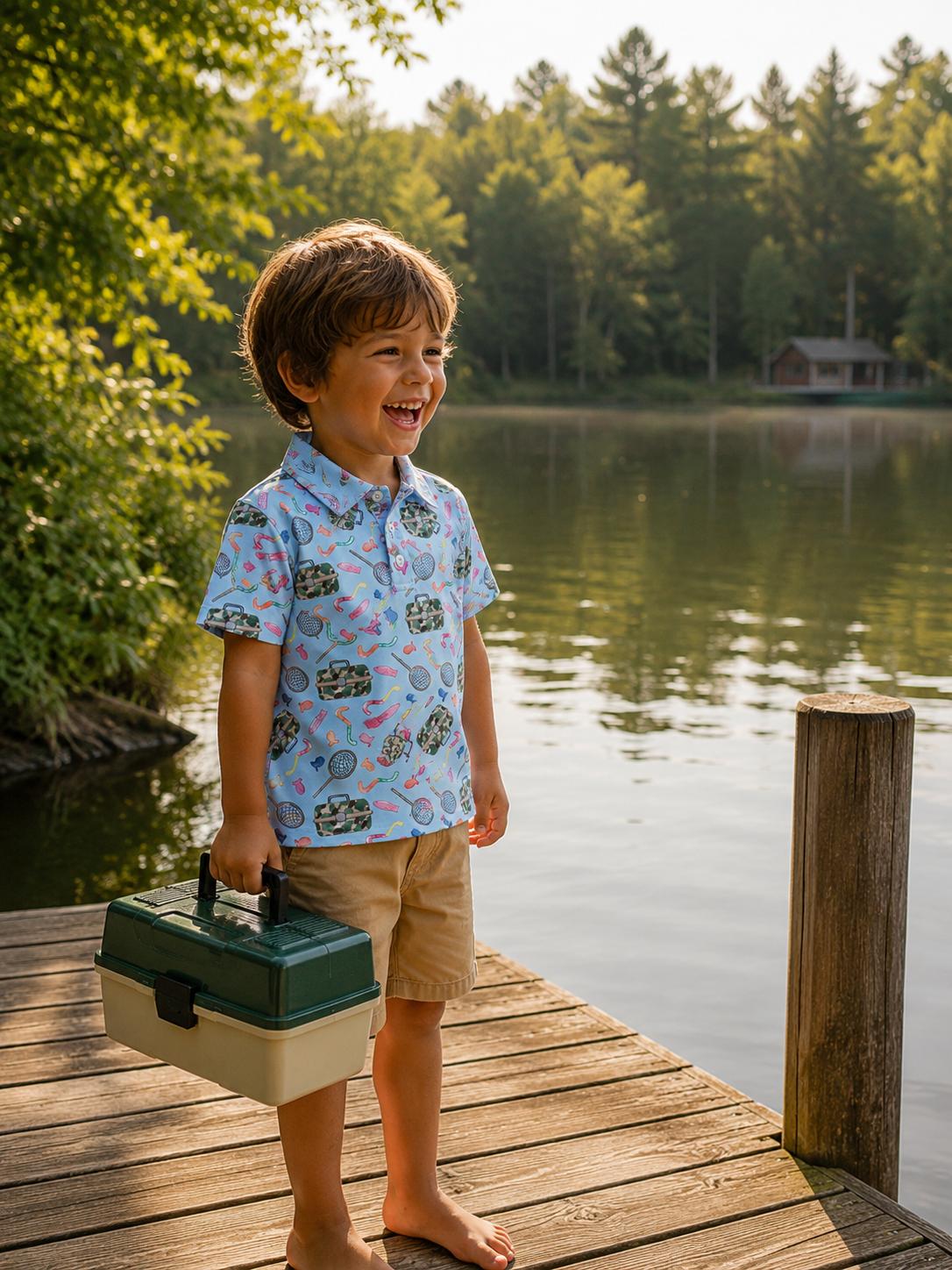 Boys Fishing Snacks S/s Polo