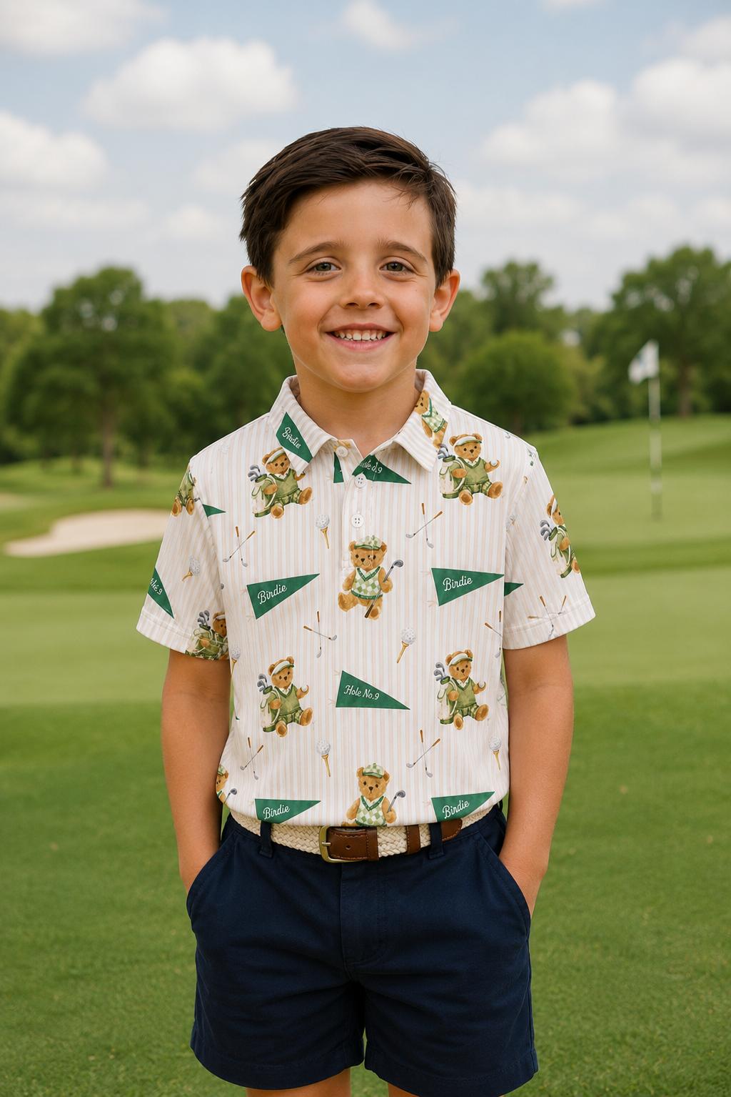 Boys Golfing Bears S/s Polo