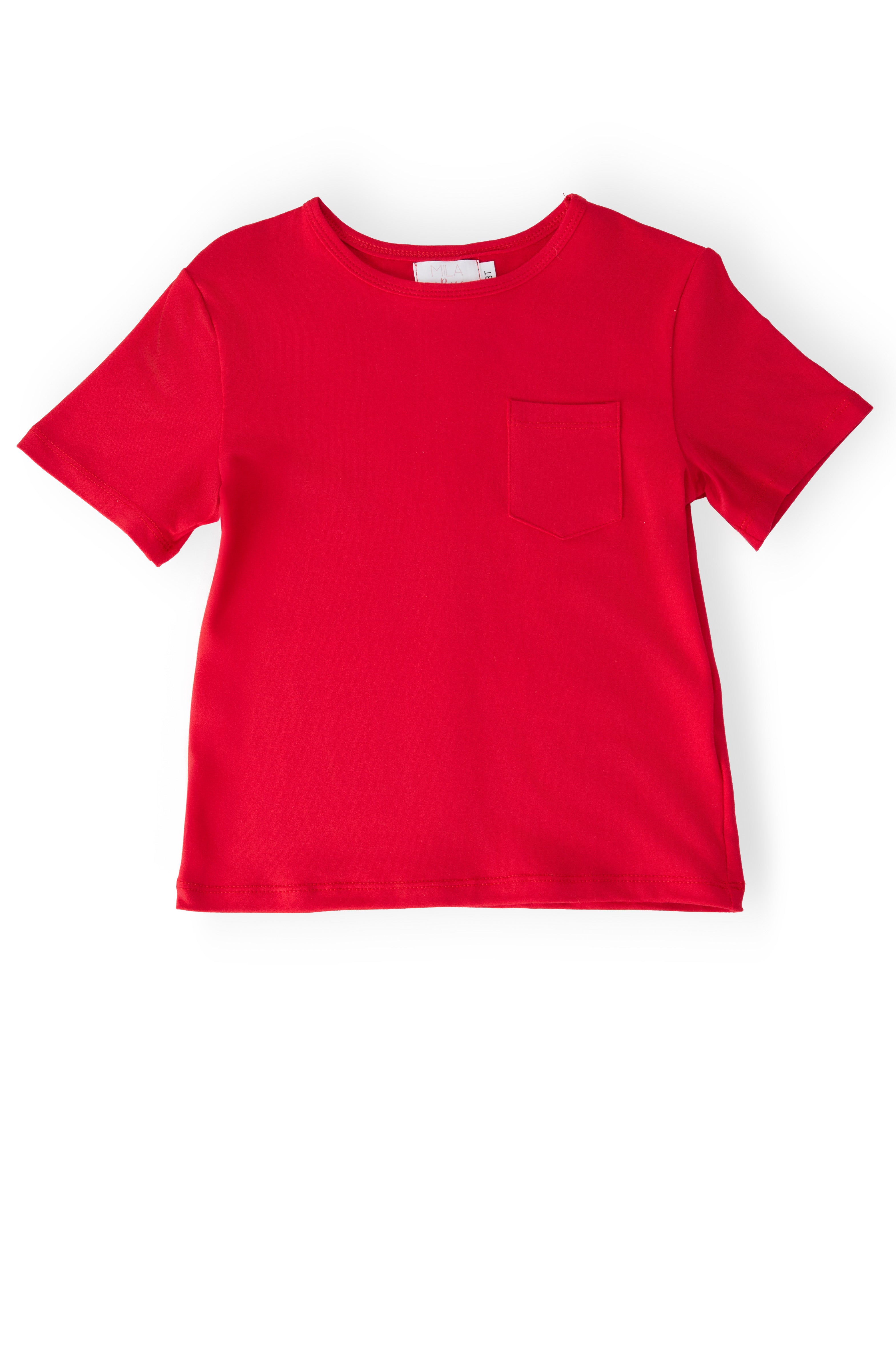 Boys Red S/s Pocket Tee