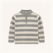 Boys' Half Zip Sweater In Gray Stripe