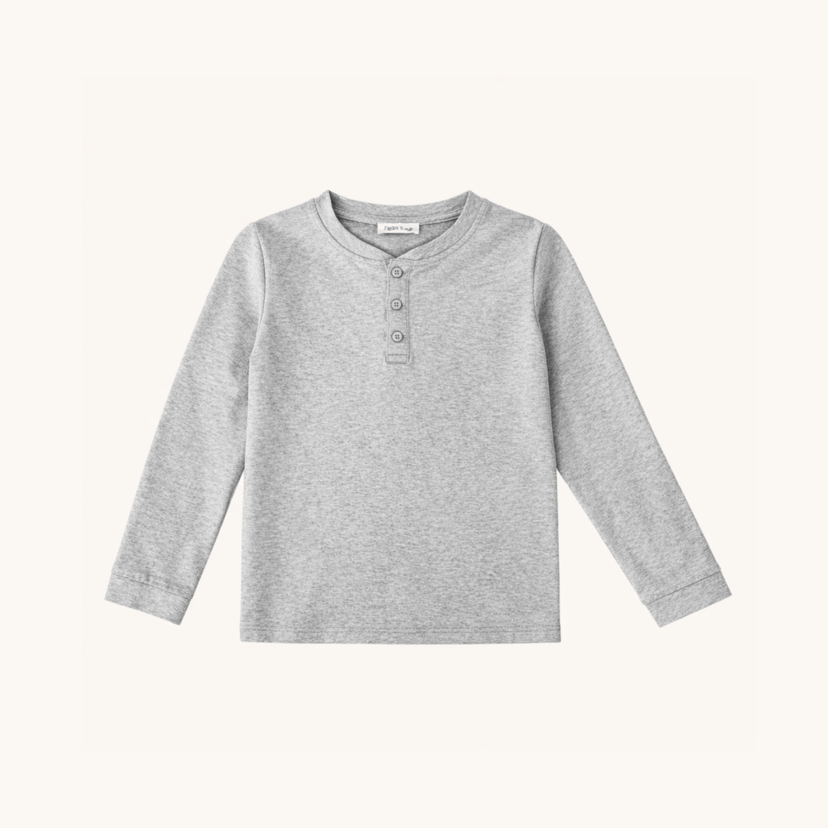 Boys' Long Sleeve Henley In Heather Gray