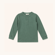 Boys' Long Sleeve Henley In Dark Green