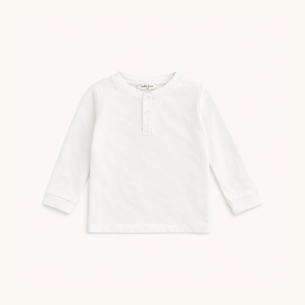 Boys' Long Sleeve Henley In White