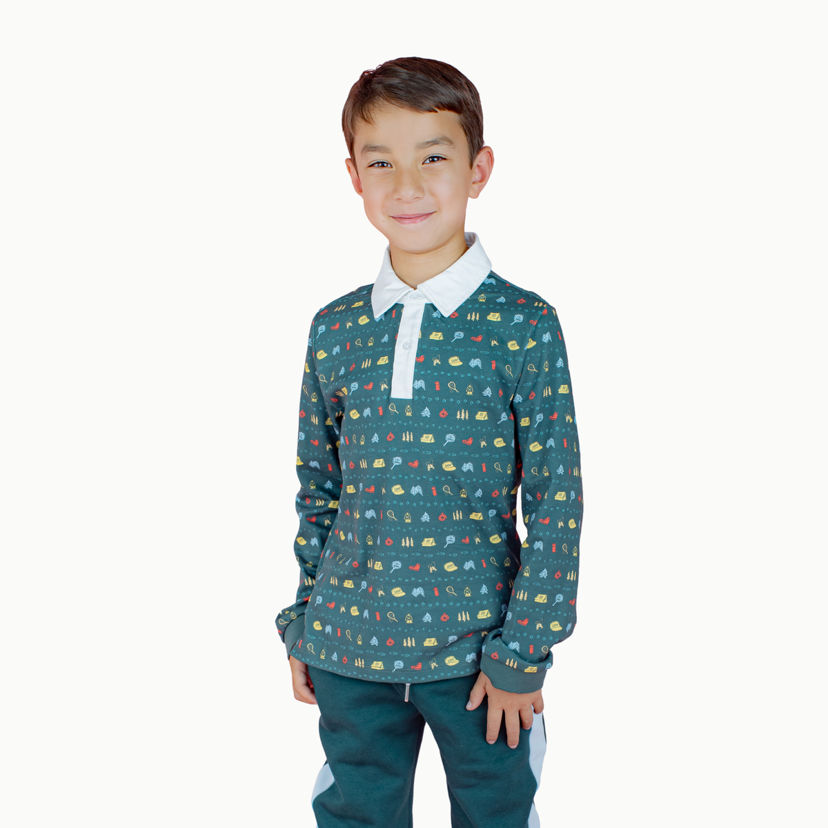 Boys' Long Sleeve Polo In Camp
