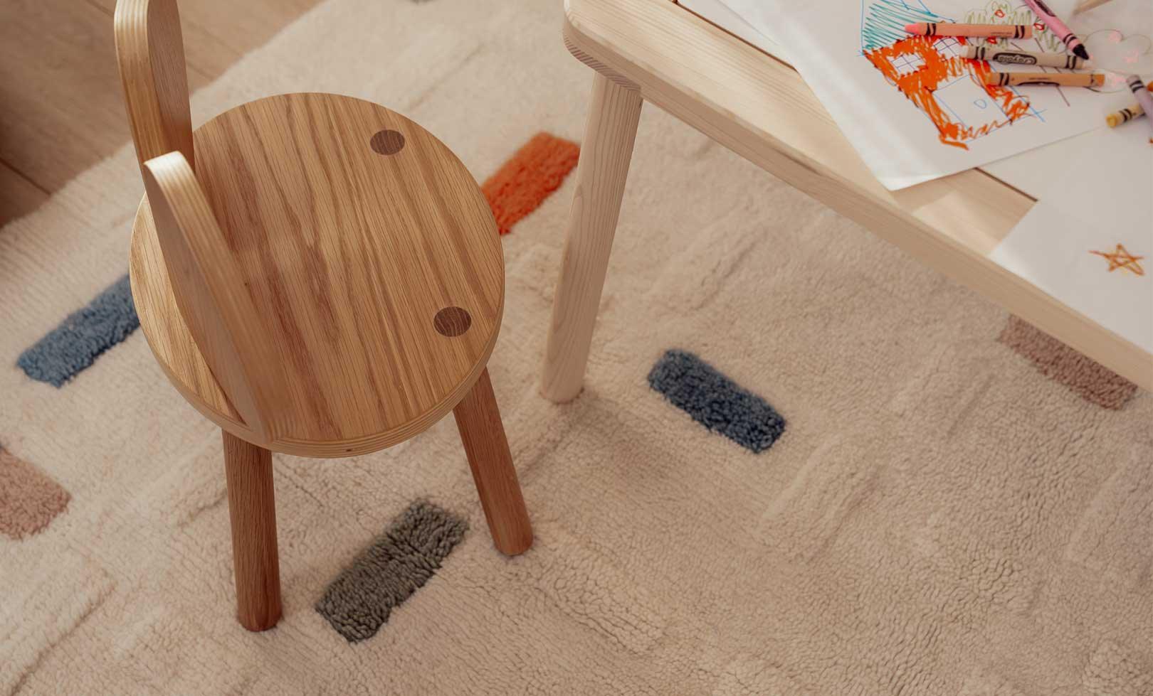 Brick Washable Wool Area Rug