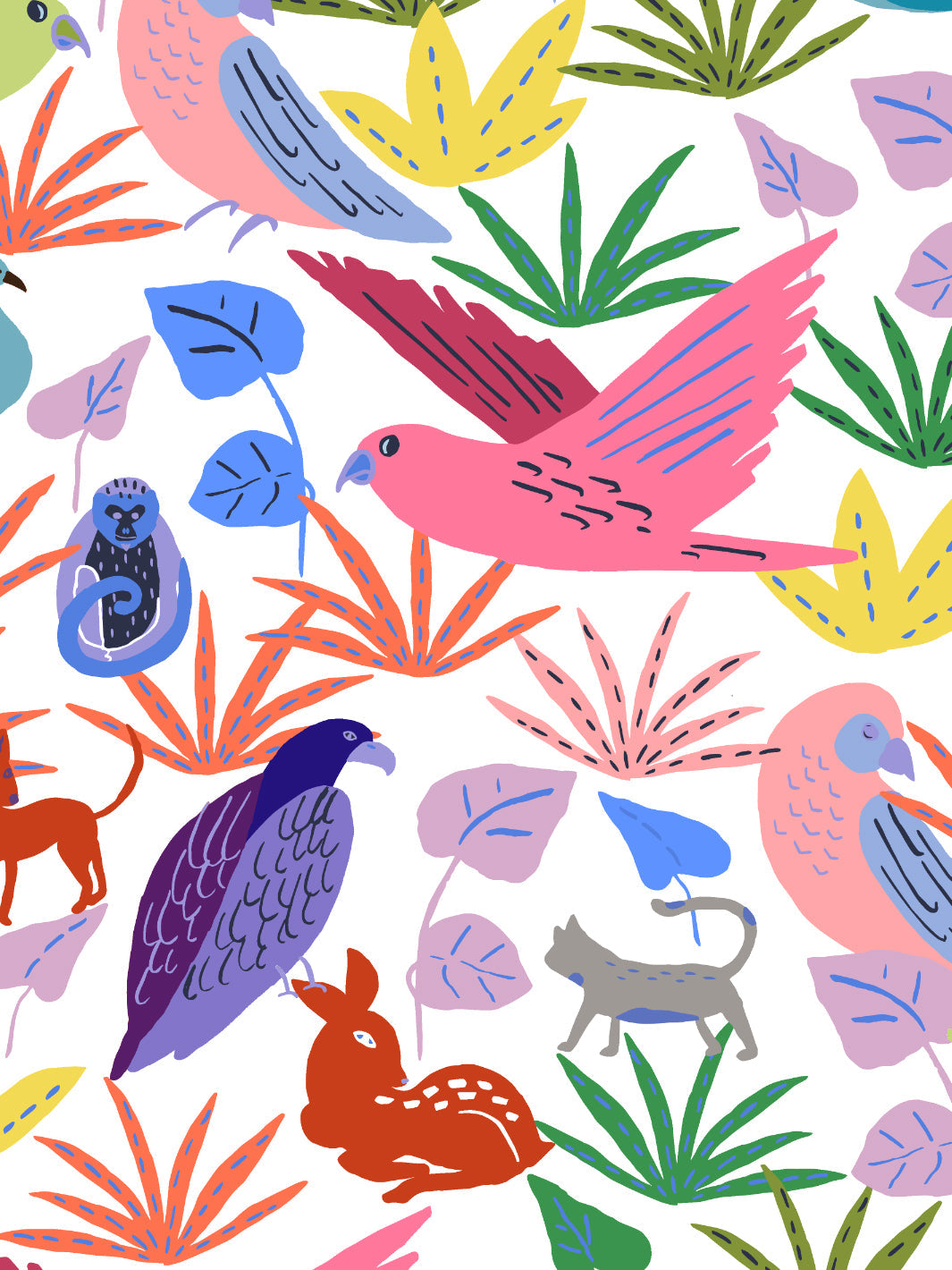 'bright Animales' Wallpaper By Tea Collection - Bright