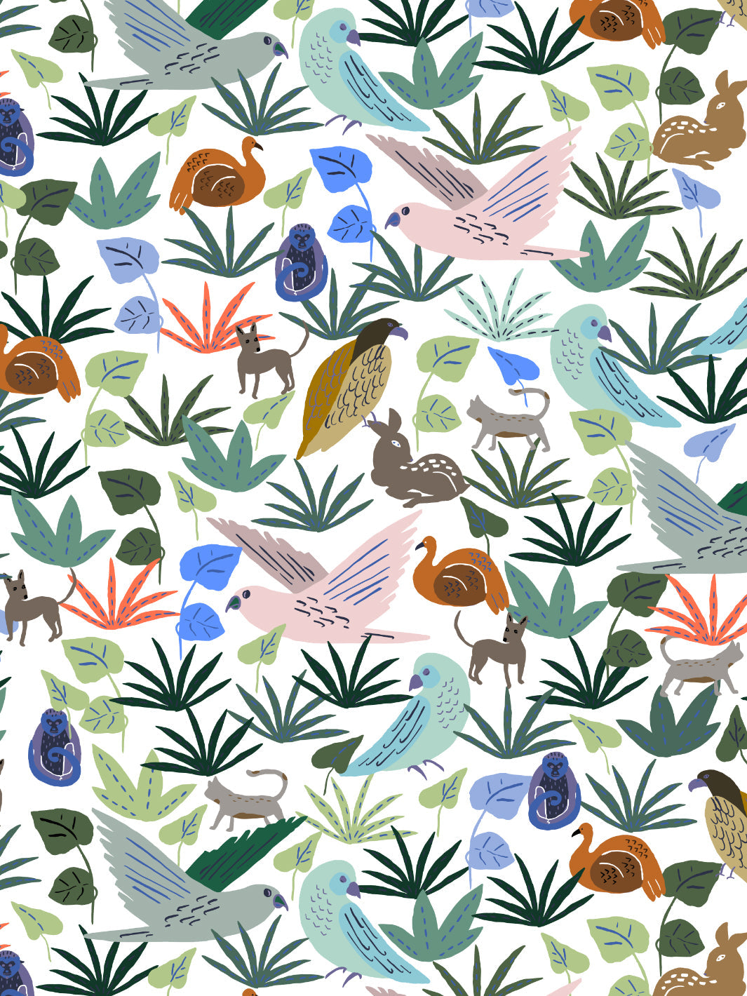 'bright Animales' Wallpaper By Tea Collection - White