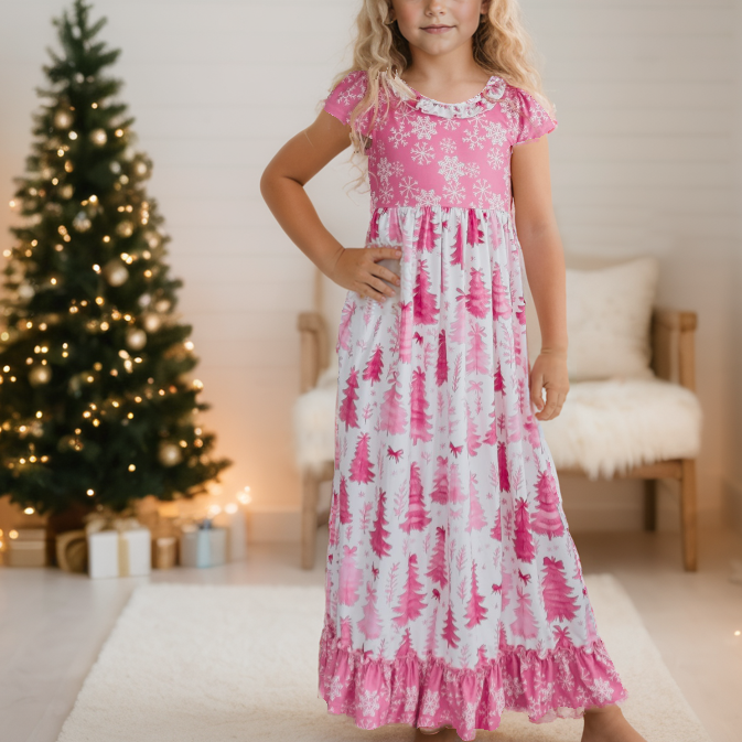 Bright Pink Tree Lounge Gown