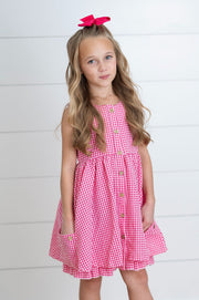 Brooke Hot Pink Gingham Dress