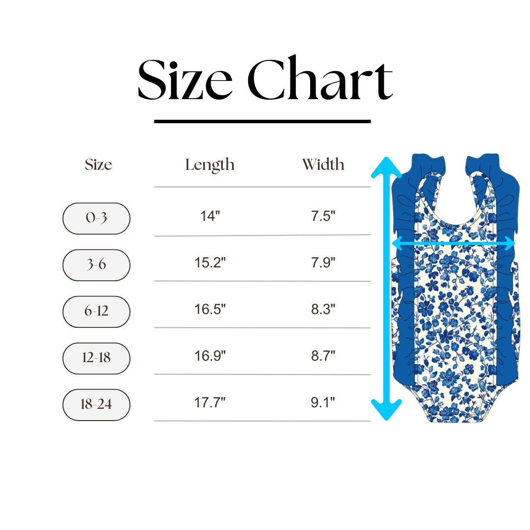 Dainty Blue One Piece Swimsuit