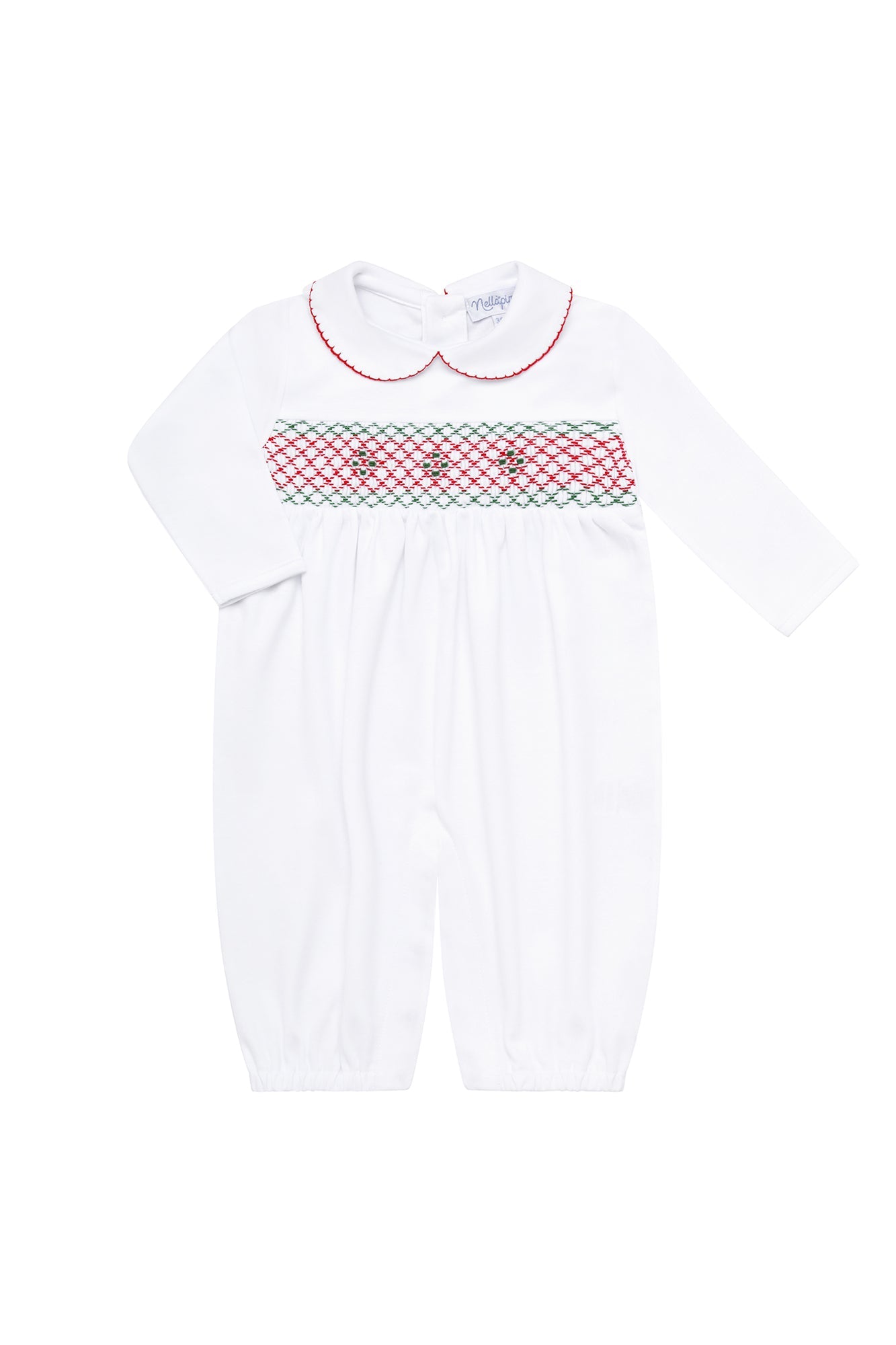 Christmas Smocked long Sleeve Romper