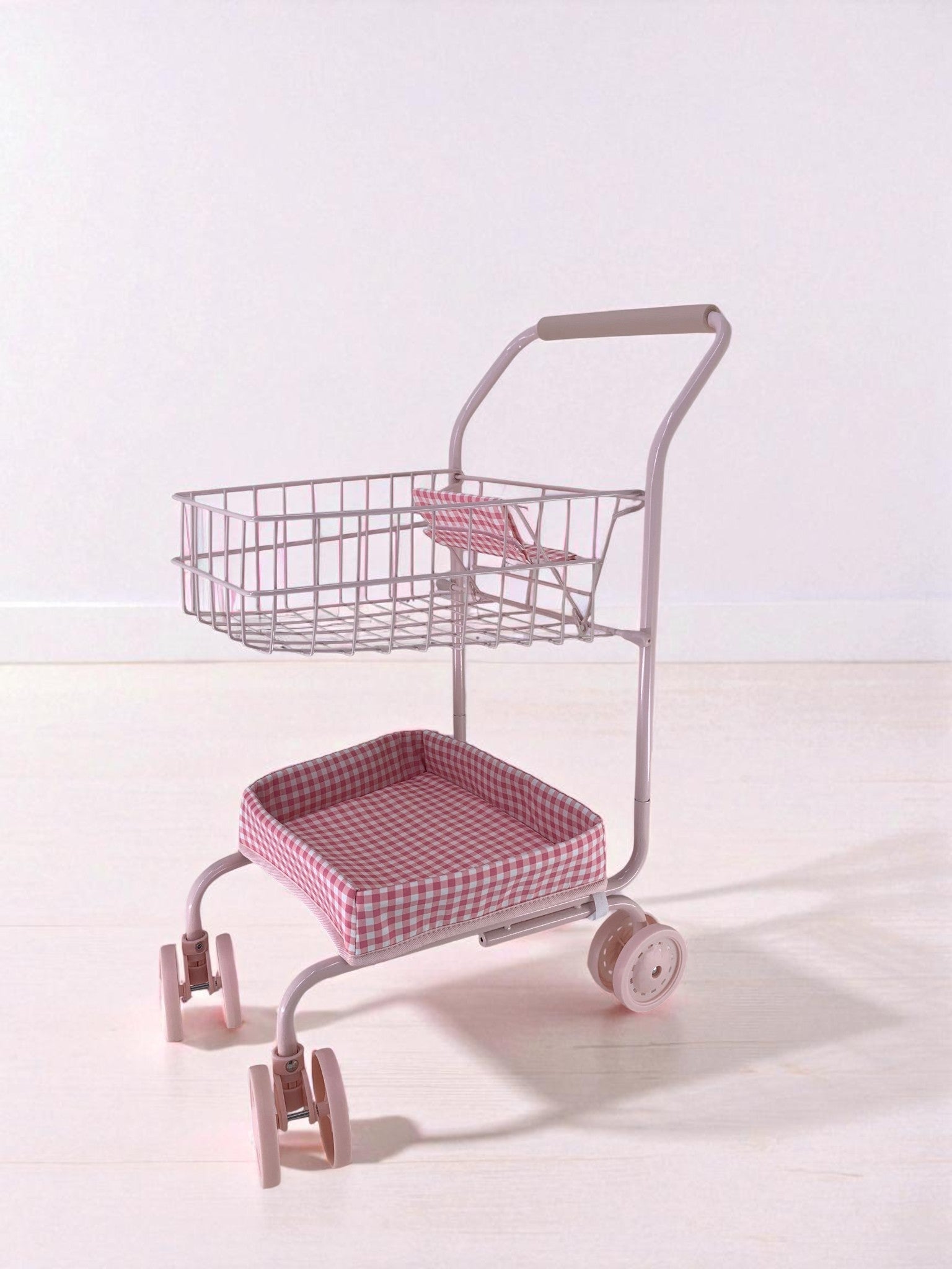Toy Shopping Cart - Bubblegum Gingham