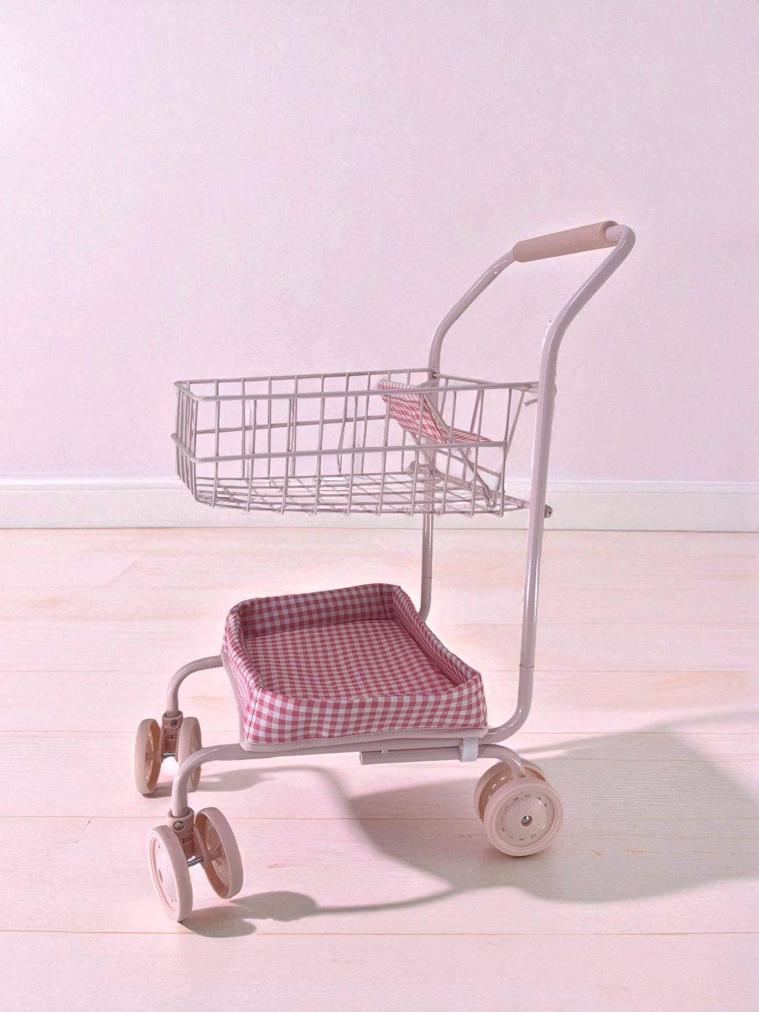 Toy Shopping Cart - Bubblegum Gingham