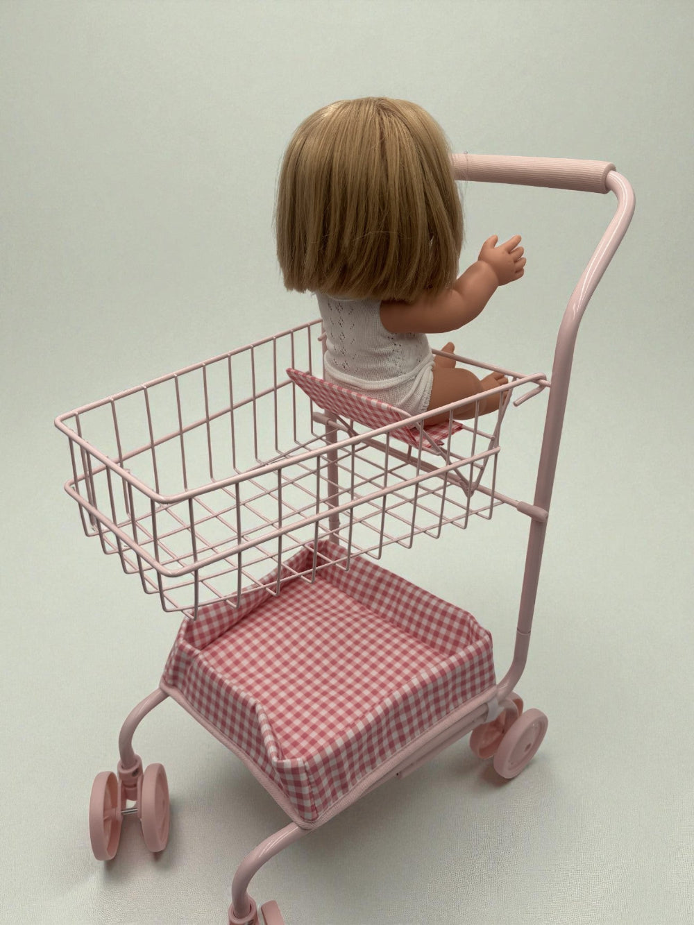 Toy Shopping Cart - Bubblegum Gingham