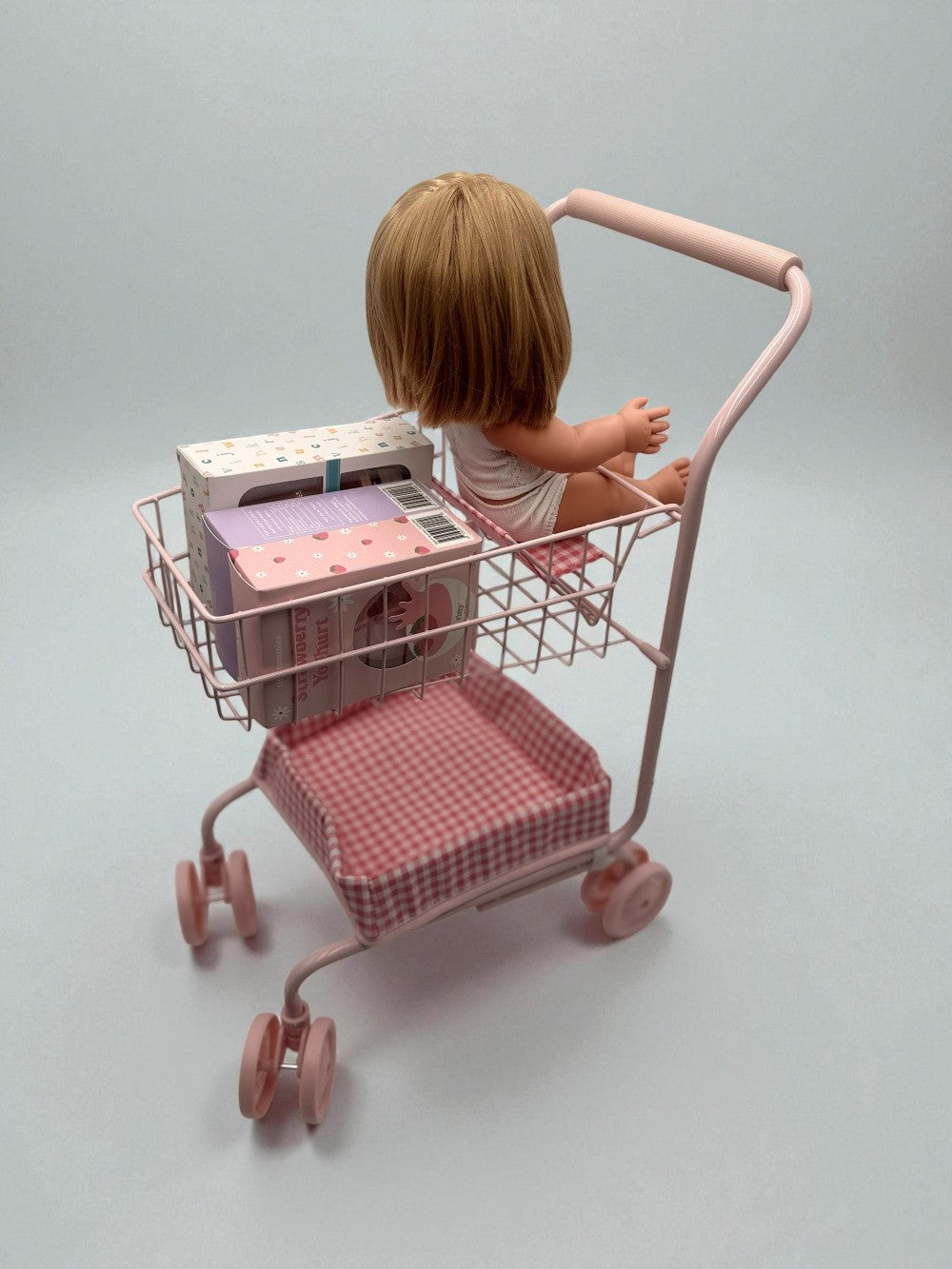 Toy Shopping Cart - Bubblegum Gingham