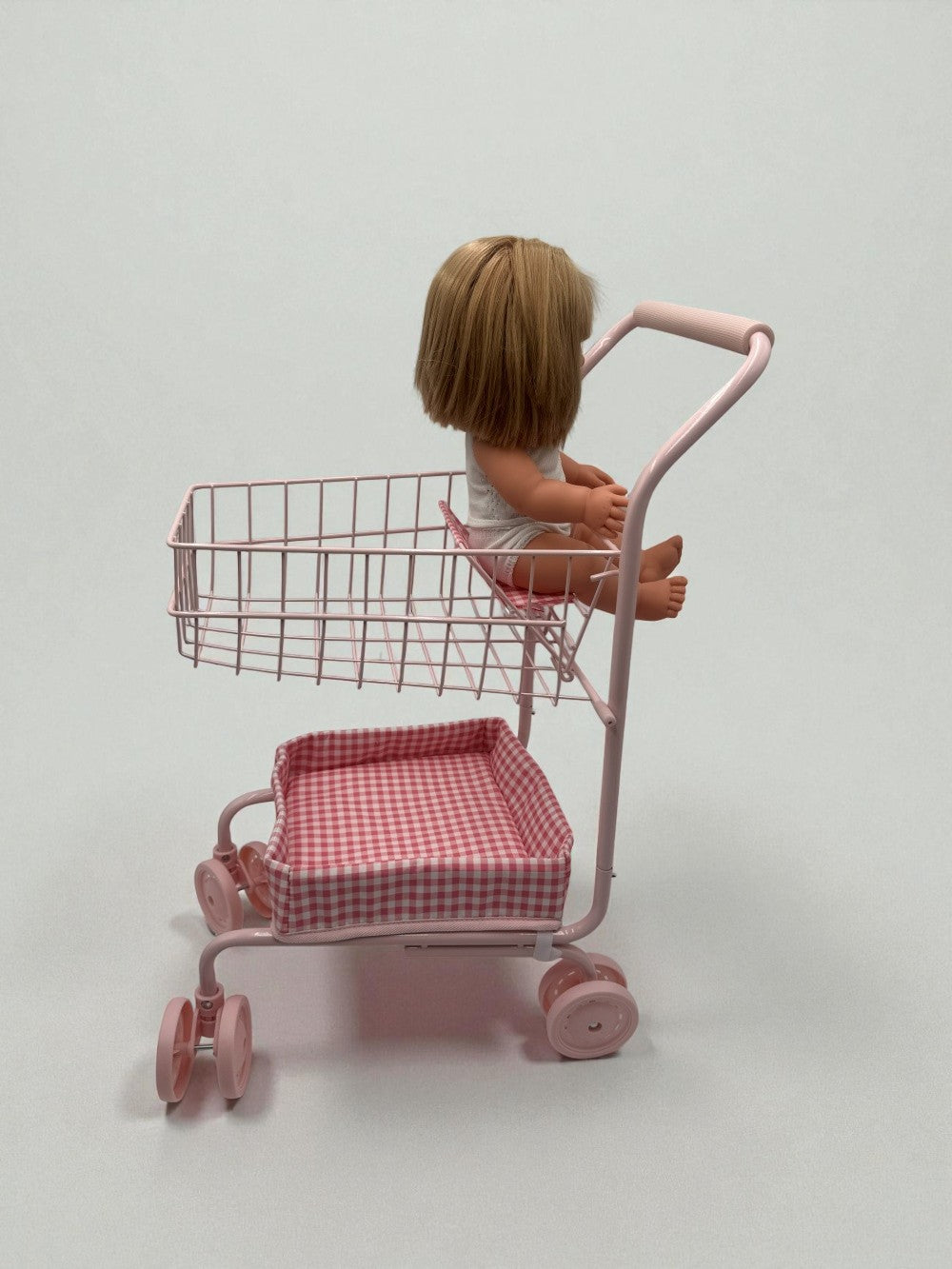 Toy Shopping Cart - Bubblegum Gingham