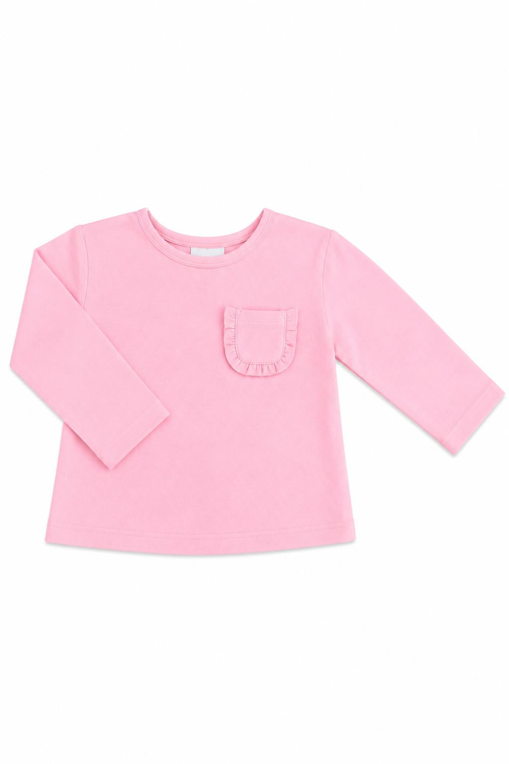 Bubblegum Pink L/s Ruffle Pocket Tee