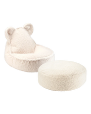 Cream White Bear Beanbag And Ottoman Set