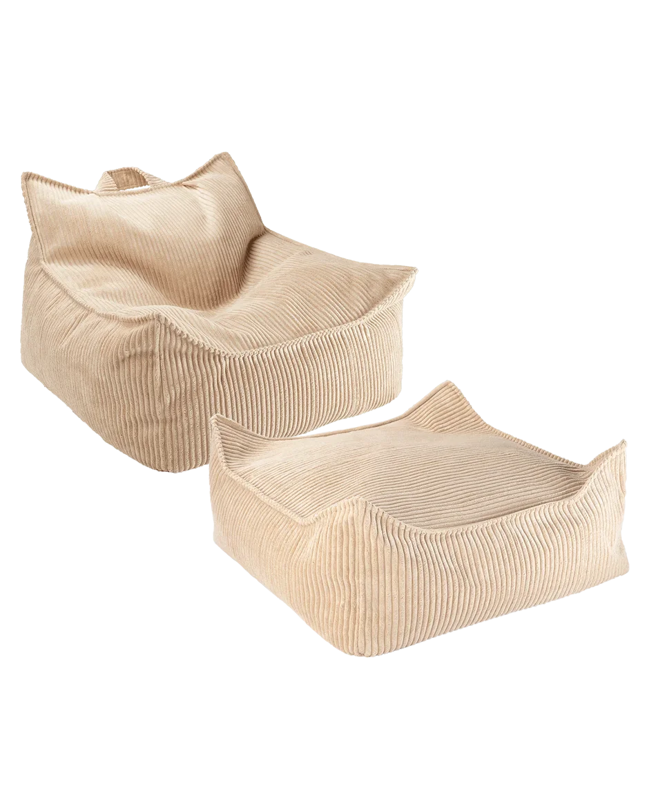 Brown Sugar Beanbag Chair And Ottoman Set