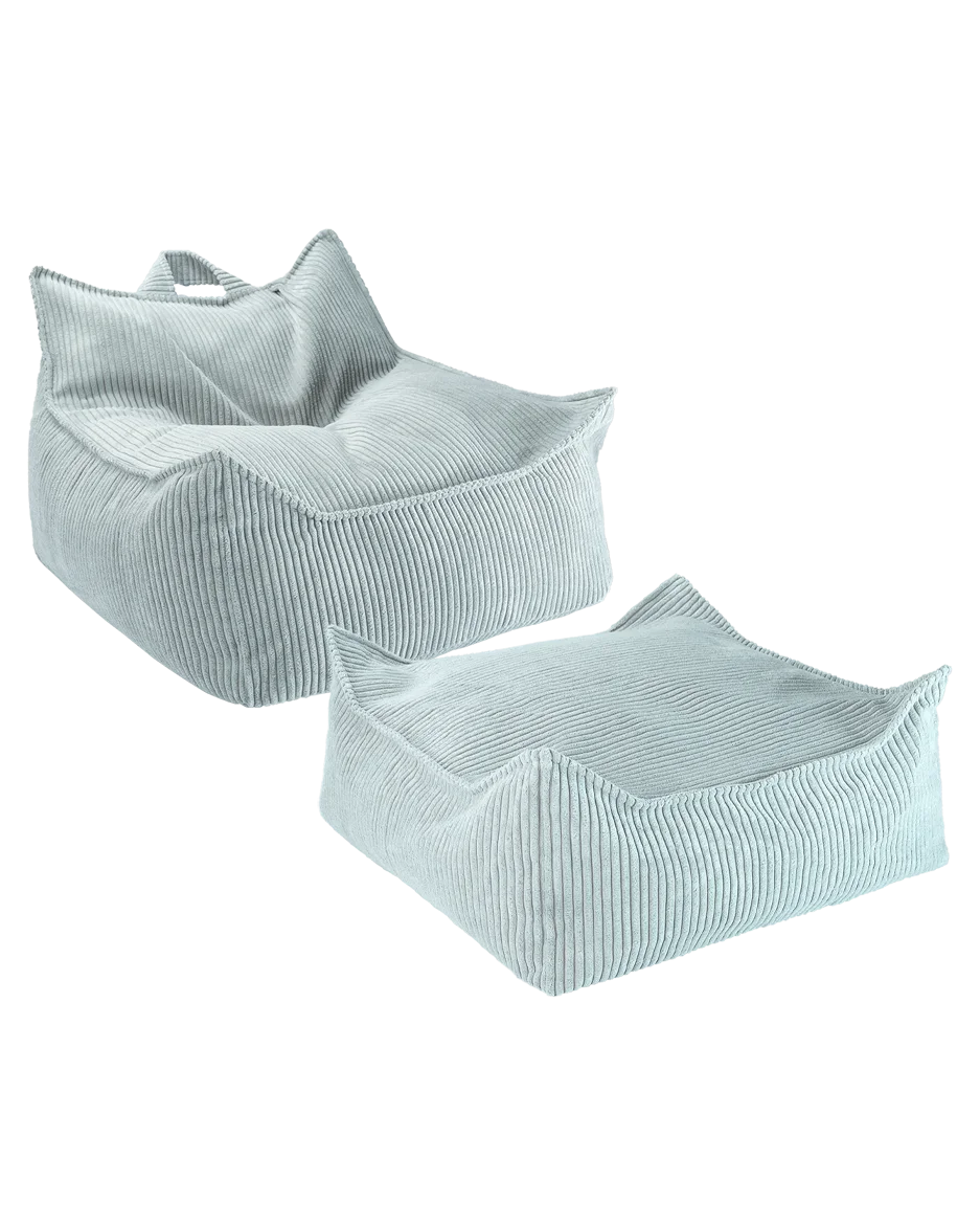 Peppermint Green Beanbag Chair And Ottoman Set