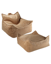 Toffee Beanbag Chair And Ottoman Set