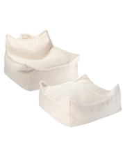 Cream White Beanbag Chair And Ottoman Set