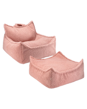 Guava Pink Beanbag Chair And Ottoman Set