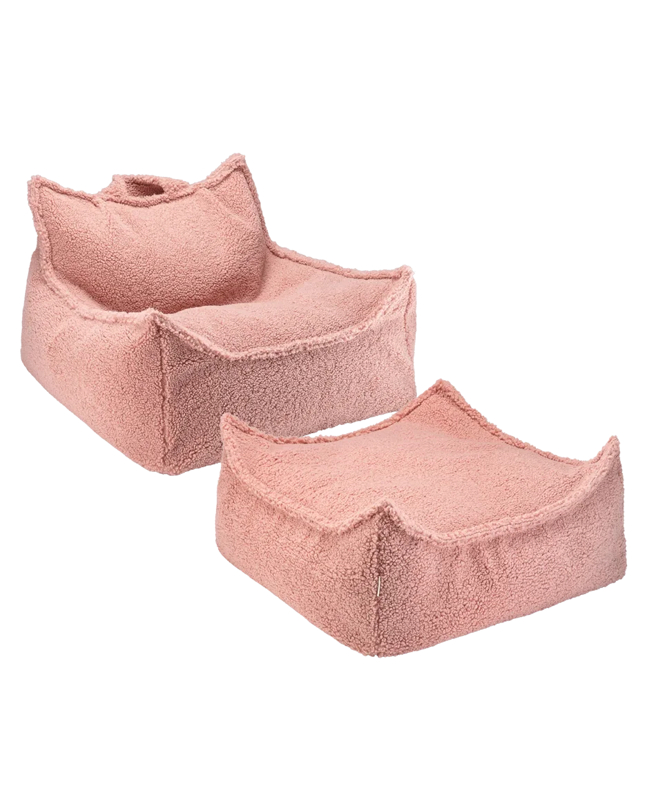 Guava Pink Beanbag Chair And Ottoman Set