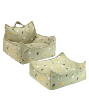 Terrazzo Moss Beanbag Chair And Ottoman Set